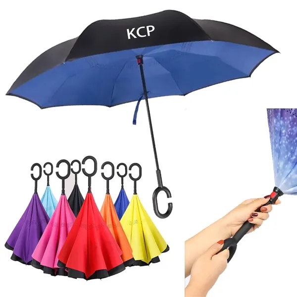 Windproof double layer C-shaped inverted umbrella